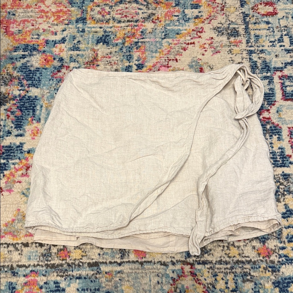ARITZIA linen Cream Wrap Skirt